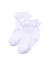 Load image into Gallery viewer, Girls White 3-Pack Ruffle Ankle Socks