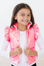 Load image into Gallery viewer, Neon Pink Checker Puffer Vest