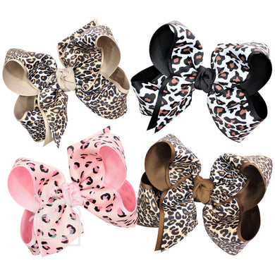 LAYERED LEOPARD BOW ON CLIP