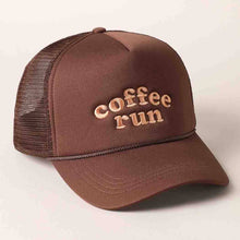 Load image into Gallery viewer, Coffee Run Embroidered Trucker Cap