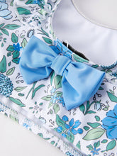 Load image into Gallery viewer, Blue Floral Girls Swimsuit