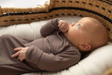 Load image into Gallery viewer, Cocoa Brown Ribbed Knotted Newborn Baby Gown sleepwear