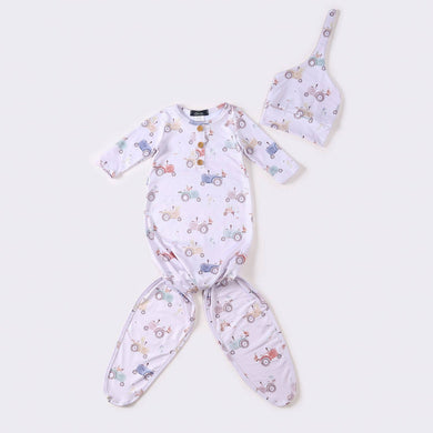 Tractor Quack Baby Knotted Gown
