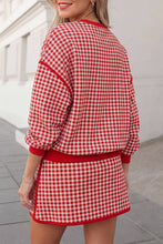 Load image into Gallery viewer, Gingham Print Cozy Oversized Top &amp; Skort Set