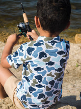 Load image into Gallery viewer, Boys Fish Camo Catch Knit Short Sleeve Performance Polo