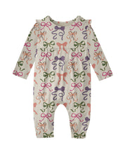 Load image into Gallery viewer, Bows Long Sleeve Flutter Romper