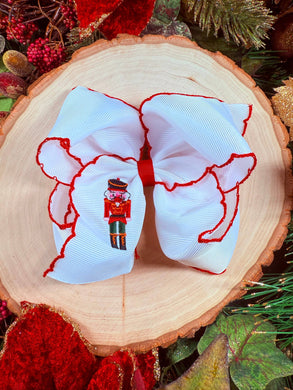 Nutcracker Embroidered Moonstitch Hair Bow: Christmas 2025