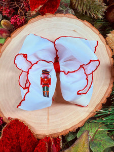 Nutcracker Embroidered Moonstitch Hair Bow: Christmas 2025