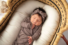 Load image into Gallery viewer, Cocoa Brown Ribbed Knotted Newborn Baby Gown sleepwear