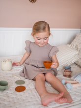 Load image into Gallery viewer, Organic Cotton Ruffle Dress | Mushroom