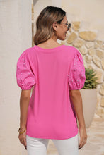 Load image into Gallery viewer, Ribbed Pearl Beaded Puff Sleeve Top