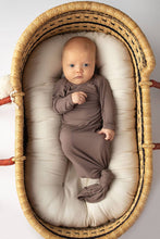 Load image into Gallery viewer, Cocoa Brown Ribbed Knotted Newborn Baby Gown sleepwear