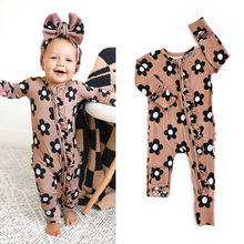 Load image into Gallery viewer, Coco RUFFLE ZIP Bamboo One Piece Flowers Baby Clothing