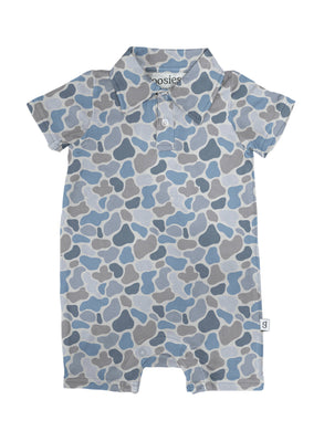 Watercolor Camo - SS Polo Romper