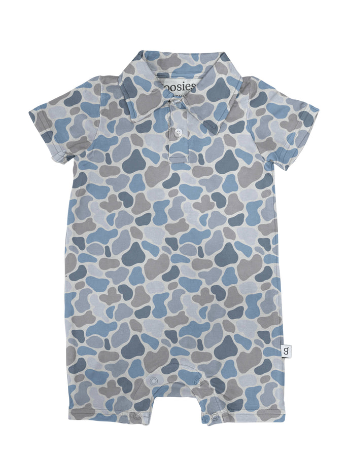 Watercolor Camo - SS Polo Romper