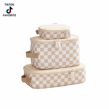 Load image into Gallery viewer, Taupe Checkerboard Pack Like a Boss™ Packing Cubes