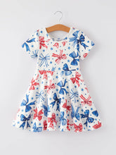 Load image into Gallery viewer, 4th Of July Bow Star Girls Dress