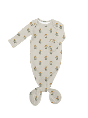 Marigold Block Print - Knotted Infant Gown