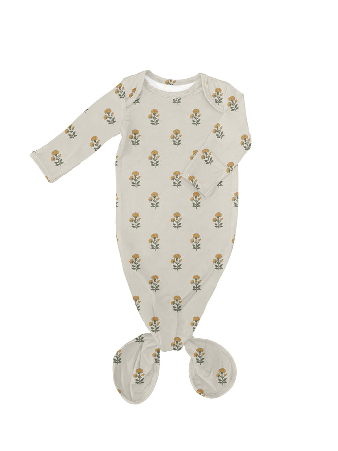 Marigold Block Print - Knotted Infant Gown