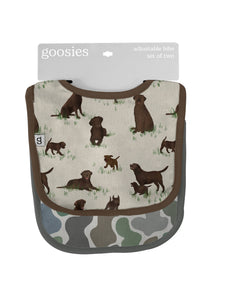 Chocolate Lab Dogs & Camo - Bib Set