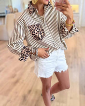 Load image into Gallery viewer, Stripes &amp; Leopard Top