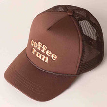 Load image into Gallery viewer, Coffee Run Embroidered Trucker Cap