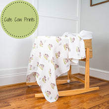 Load image into Gallery viewer, Moo Moo Here Farm Theme Baby Swaddle Blanket