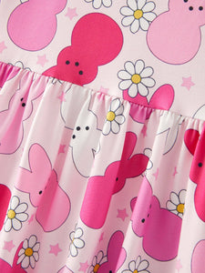 Easter Rabbit Ruffles Puff Sleeves Girls Dress