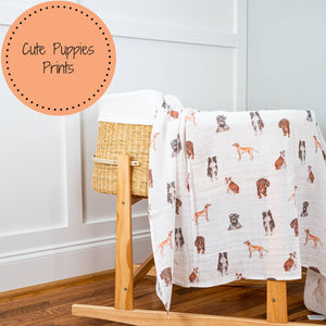 Adorable Dog Print Baby Swaddle Blanket