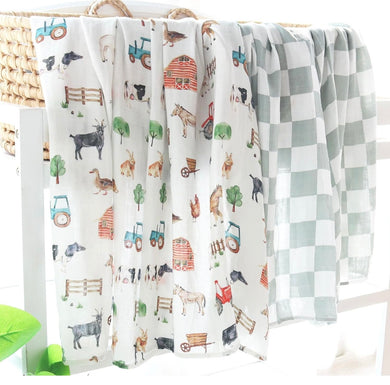 Farm Animal Muslin Swaddle