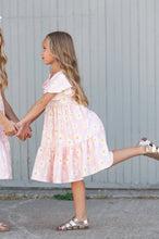 Load image into Gallery viewer, Girls Emma Pink Spring Daisy Flutter Sleeve Twirl Dress