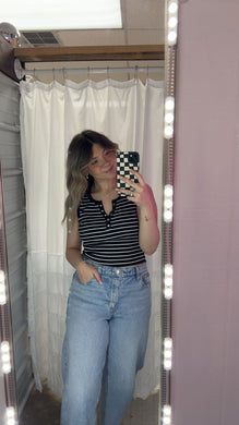 Henley Striped Top