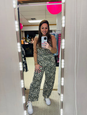 Nova Leopard Denim Overalls