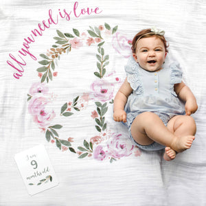 Baby's 1st Year Swaddle & Milestone Cards - Love