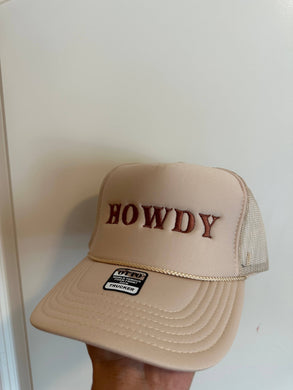 Howdy Hat: Tan Trucker Hat