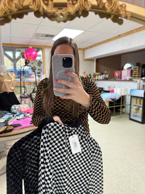 Checked Out Top- Black on Black