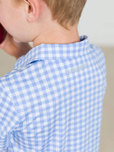 Load image into Gallery viewer, Boys Classic Periwinkle Blue Gingham Knit Short Sleeve Performance Polo