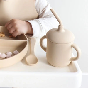 Sippy Cup with Straw, Spill-Proof & Anti-Stain - Almond