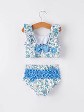 Load image into Gallery viewer, Blue Floral Girls Swimsuit