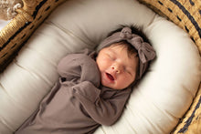 Load image into Gallery viewer, Cocoa Brown Ribbed Knotted Newborn Baby Gown sleepwear