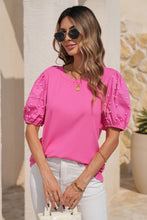 Load image into Gallery viewer, Ribbed Pearl Beaded Puff Sleeve Top