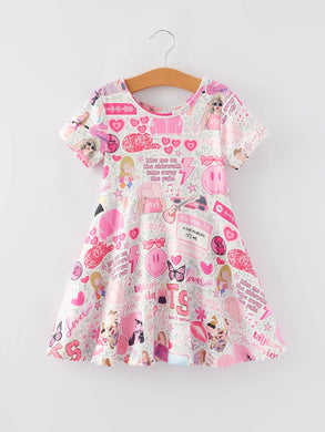 TS Twirly  Print Girls Milk Silk Dress