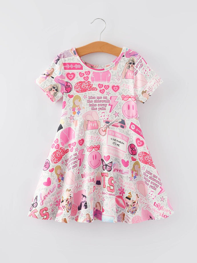 TS Twirly  Print Girls Milk Silk Dress