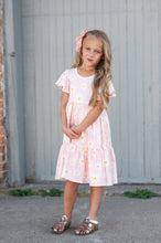 Load image into Gallery viewer, Girls Emma Pink Spring Daisy Flutter Sleeve Twirl Dress