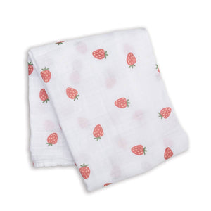 Muslin Cotton Swaddle Blanket - Large - Strawberries
