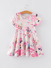 Load image into Gallery viewer, TS Twirly  Print Girls Milk Silk Dress