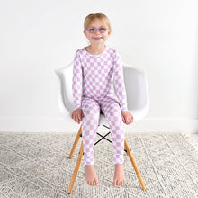 Load image into Gallery viewer, Myla Purple Checks TWO PIECE - NO BUTTON Bamboo Kids Lounge