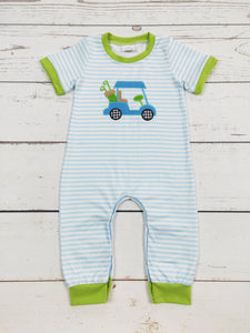 Golf Cart Appliqué Stripe Romper