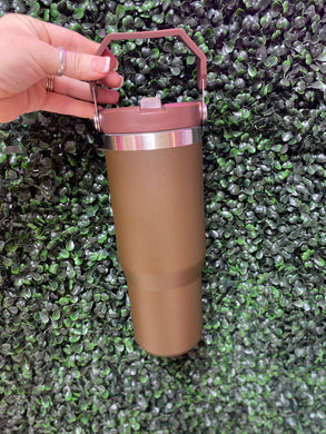 Flip Straw Tumbler- Brown