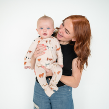 Load image into Gallery viewer, Bamboo 2-Way Convertible Zip Romper | Oatmeal Cow (0-24m)